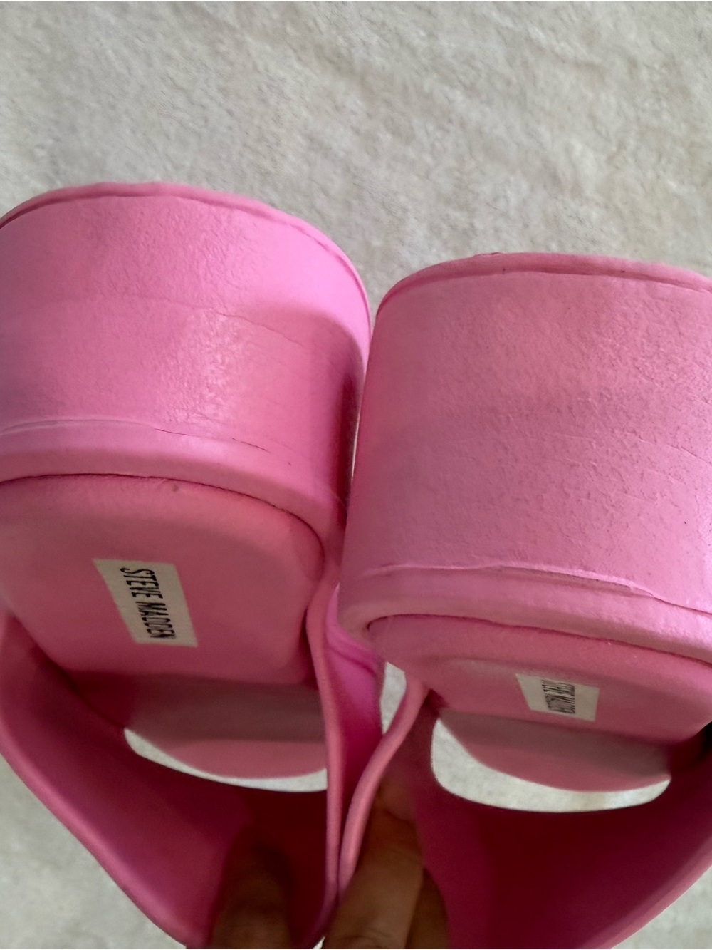 Steve Madden Pink Platform Slide Sandals Size 7 Chunky Comfort Slides - Picture 6 of 8